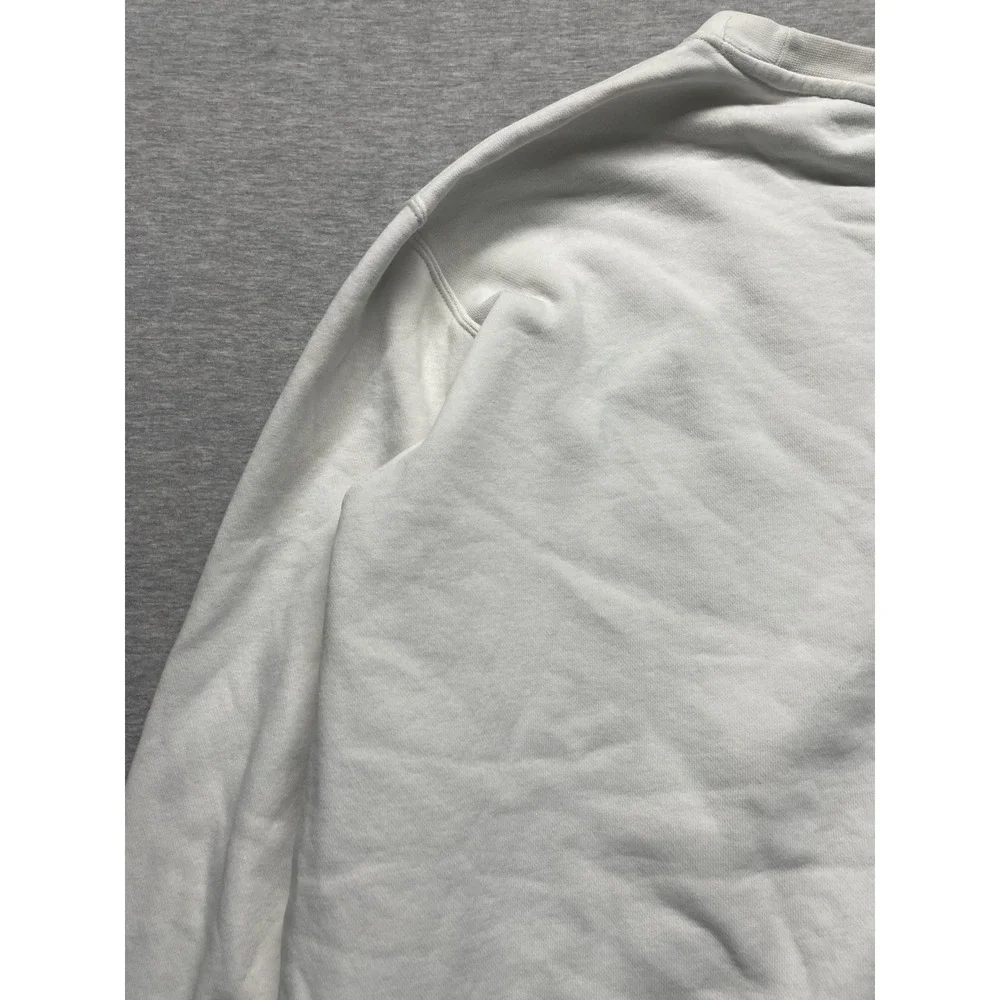 Nike Sportswear Club Crew Sweatshirt Mens Large White Embroidered Swoosh Cotton
